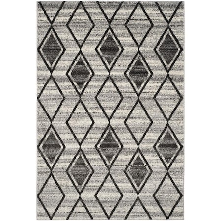 Flowers First 5 ft. 1 in. x 7 ft. 6 in. Tunisia Power Loomed Area Rug, Grey & Black - Medium Rectangle FL1890614